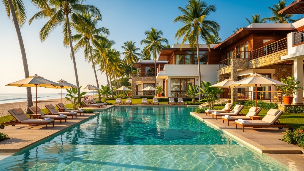 Beach resort swimming pool near Maroli, Gujarat