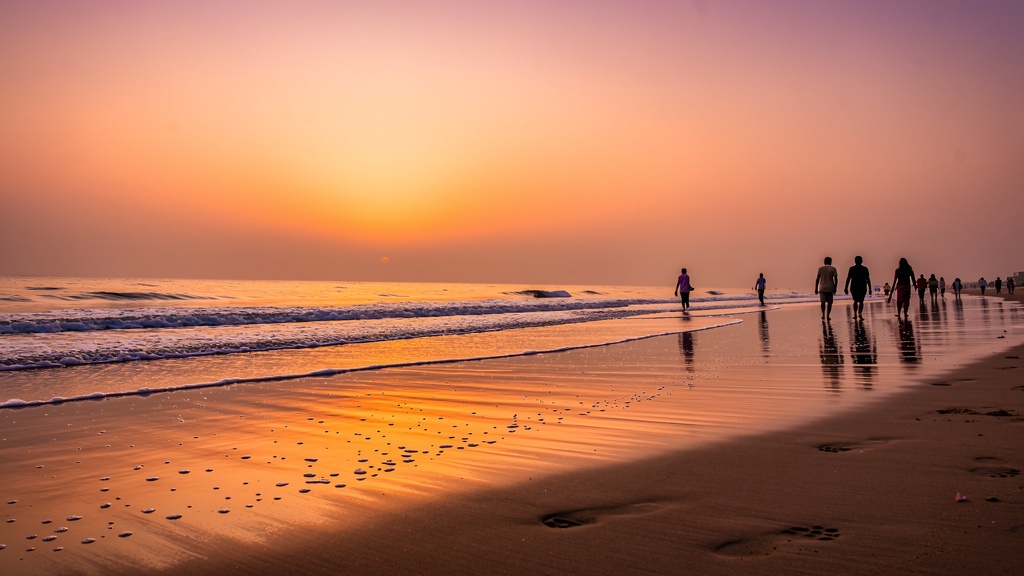 Sunset view of Ubharat Beach, Gujarat